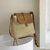 Straw Splicing Bag Women's 2025 Summer New Simple Shoulder Bag Fashion Popular Messenger Bag Versatile Small Square Bag