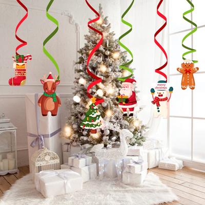 6 Stück Weihnachten Folien Spiral Anhänger Decken Hängende Girlanden Weihnachtsdekorationen für Zuhause Navidad Decor Neujahr 2025 Geschenke