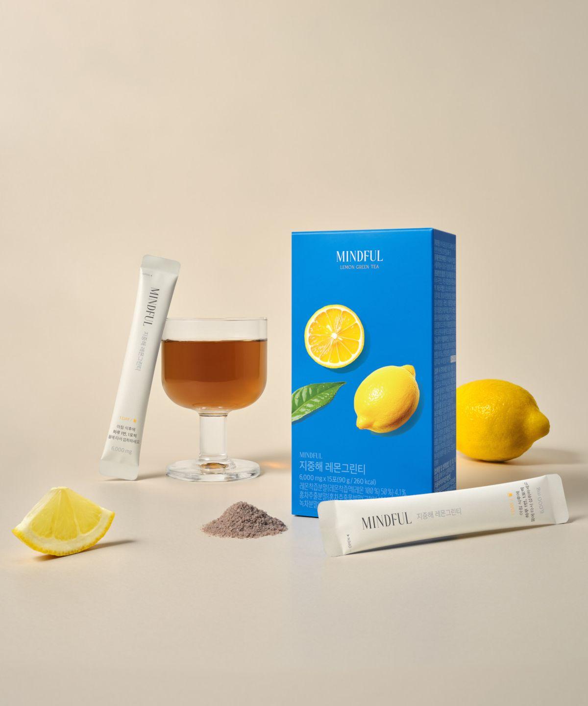 Mindful Mediterranean Lemon Green Tea 15-Day Supply Lemon Green Tea Honey Water Mix
