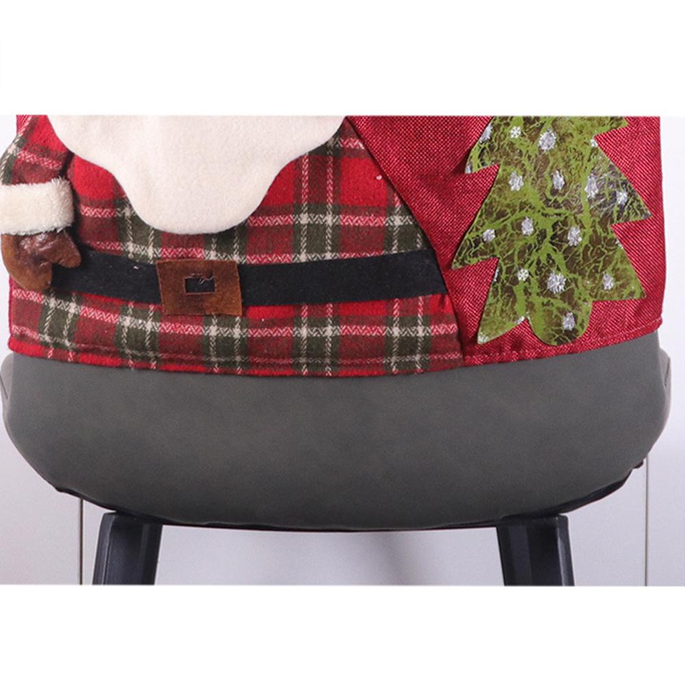 

Chair Cover Red Plaid Snowman Santa Chair Back Cover Eco Friendly Linen Chair Backrest Cover Christmas Decoration Type 1