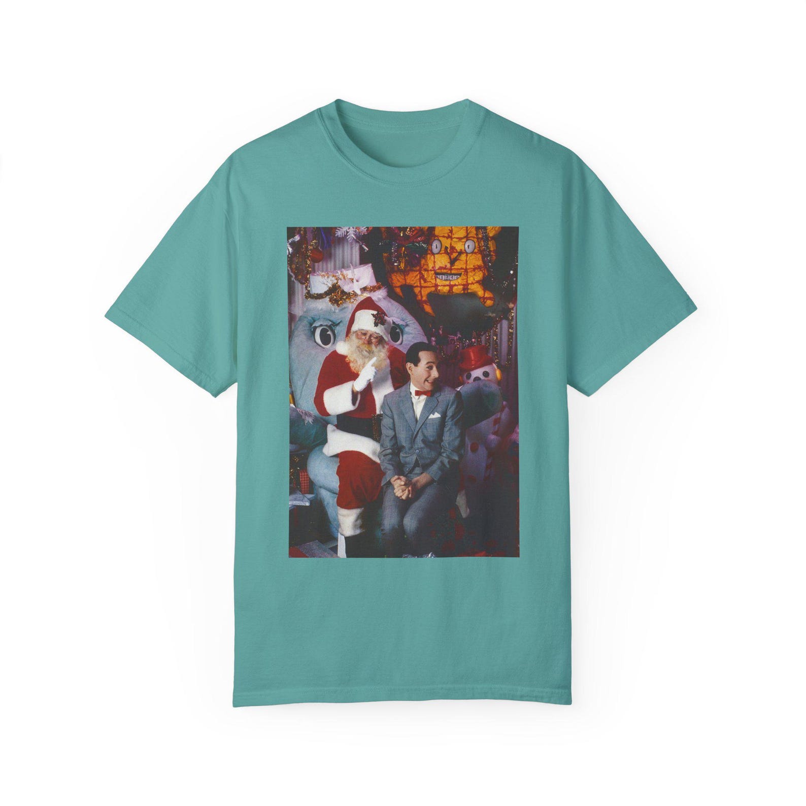 PEE WEE HERMAN Christmas T shirt/Pee Wees Playhouse Tee/80s retro/Pee Wee Herman T shirt/Pee Wee Herman Holiday T shirt/kooky kitsch/Santa/tv L