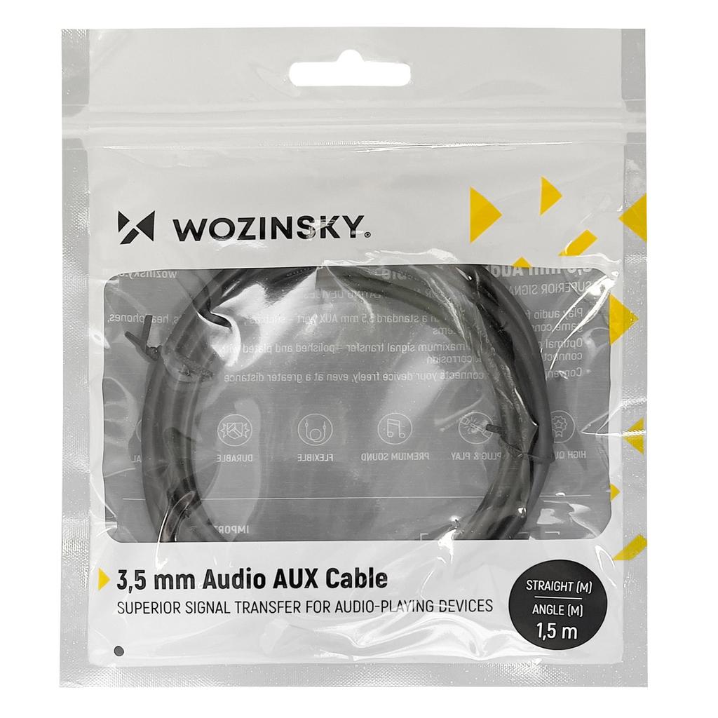 Wozinsky 1.5m Angled AUX Cable Black