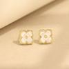 French Temperament, Elegant Fritillary Four-leaf Flower Stud Earrings, Simple and Small, Gentle Temperament, Silver Needle Earrings, Design Earrings,