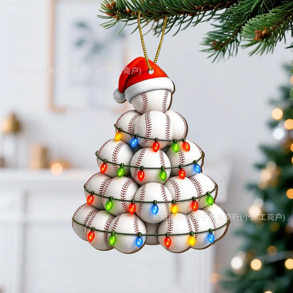 Funny Frog Santa Claus Christmas Tree Decoration, Double-Sided Printed Flat Animal Theme Holiday Party Ornament