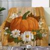 1pc Sdoo Flannel Blanket - Autumn Floral Pumpkin Print Retro Style, Soft Warm All-Season Throw for Sofa Bed Car Office Camping,