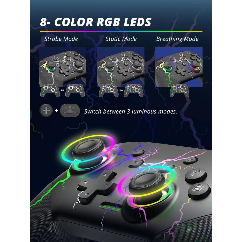 Wireless Controller for Switch OLED/Lite Console Pro Gamepad with 1000Mah Battery Programmable Turbo Function