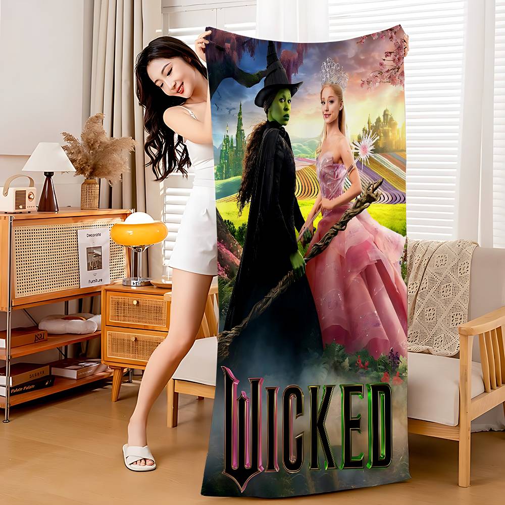 Wicked Movie Anime Beach Swimming Towel Soft Absorbent Washcloth Children's Gifts for Kids Travel Camping Gym