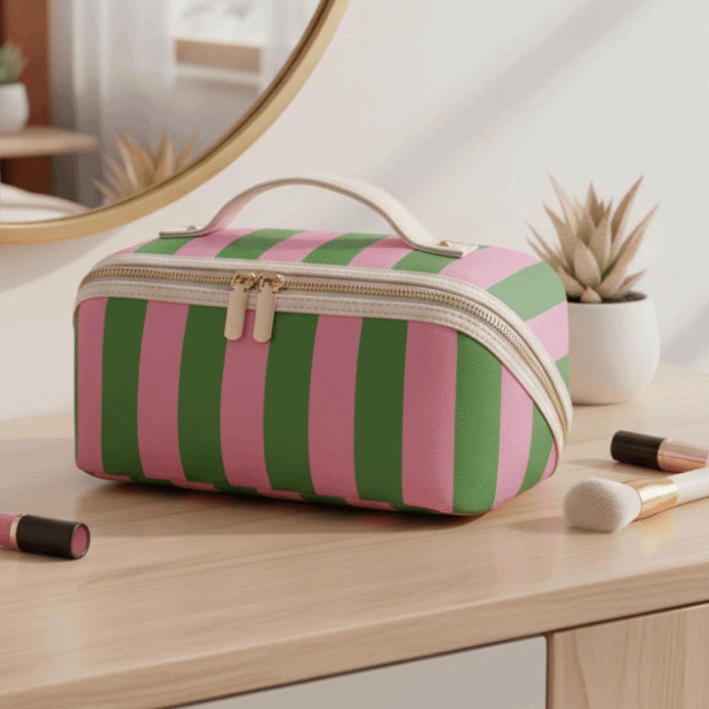Polka Dot/Striped Women's Cosmetic Bag Vintage Travel Cosmetic Case  Makeup Accessory