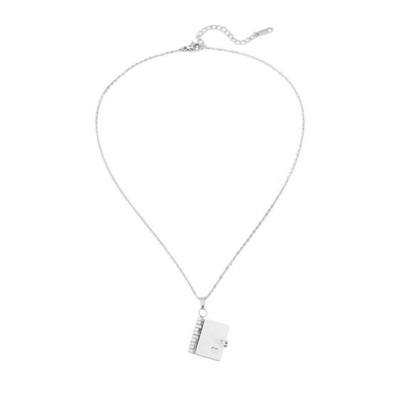 Titanium Steel Book Necklace Openable Mini Book Pendant Necklace Love Book Charm Necklace Jewelry Gift for Her
