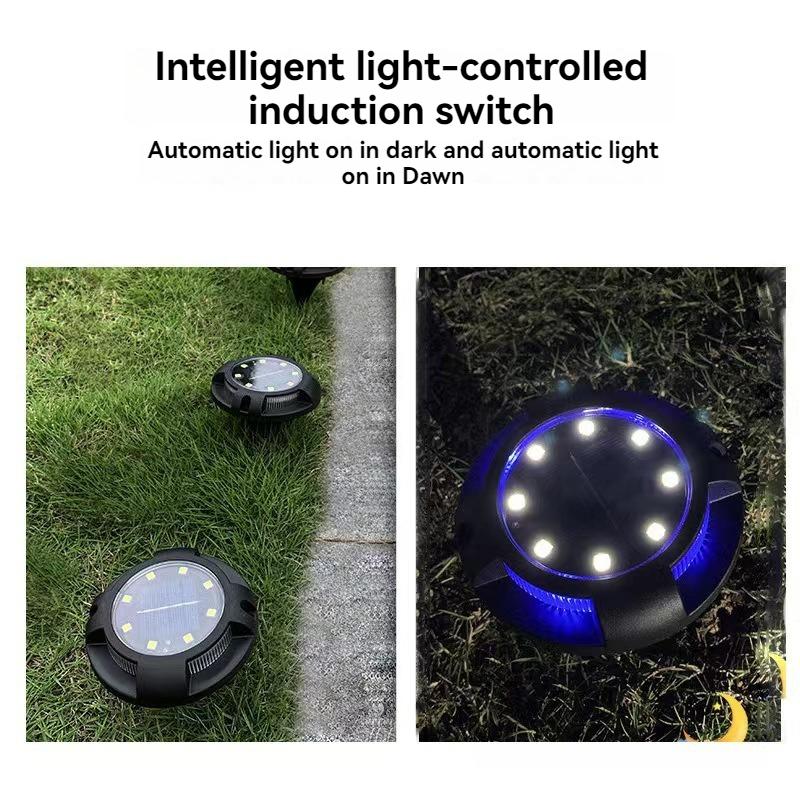 Black Shell Outdoor Waterproof Solar Buried Light 8+4LED Side Light Deck Light Lawn Garden Garden Installed Ground Insert Light