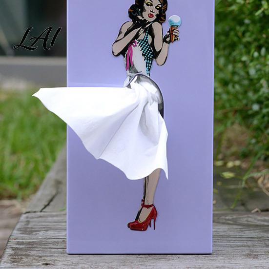 Stylish Tissue Storage Box Holder Creative Lady Flying Skirt Design Easy Access