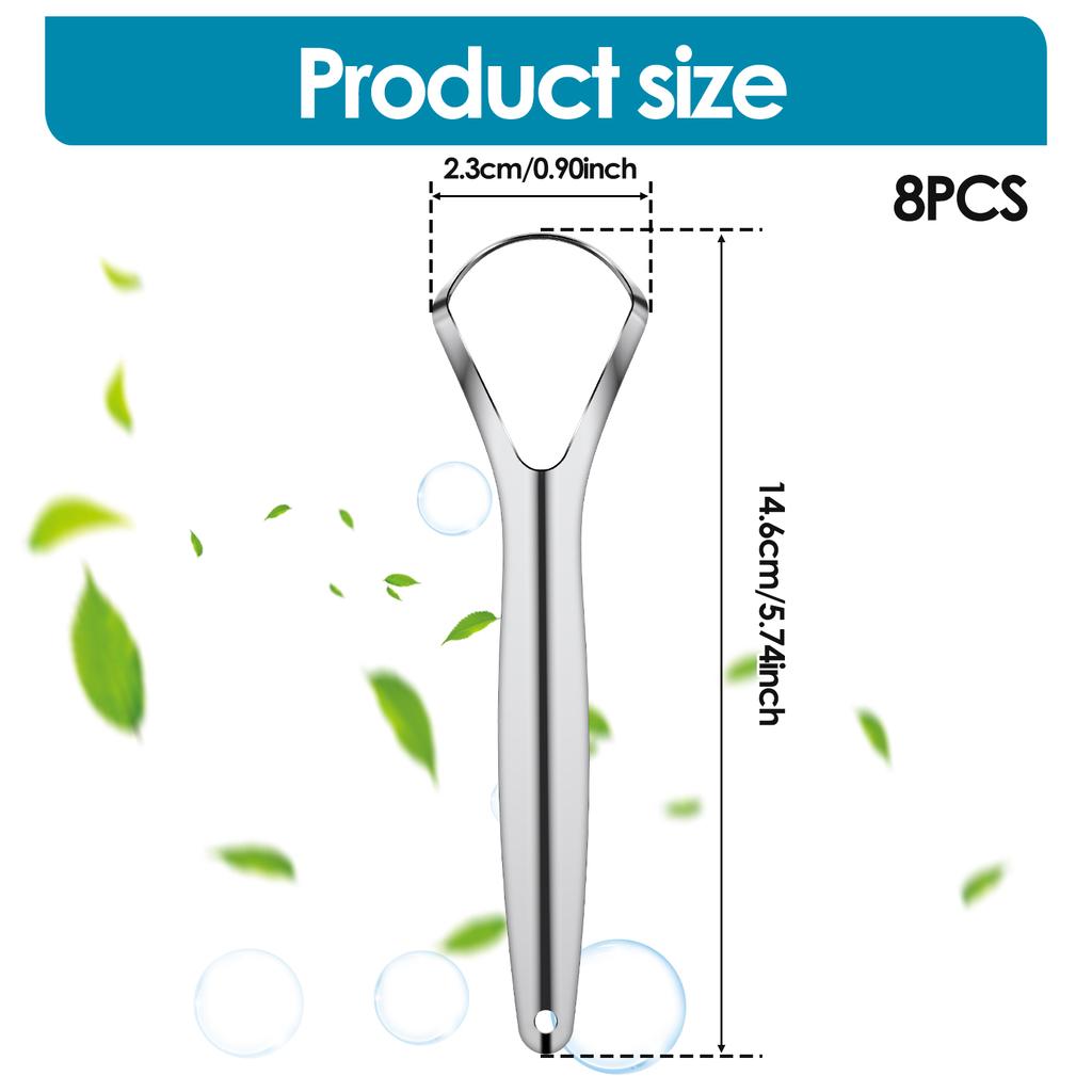 4/8Pcs Tongue Scraper Stainless Steel Oral Mouth Brush Tongue Scraper Reusable Fresh Breath Maker Wide Head Tongue Cleaner Tools
