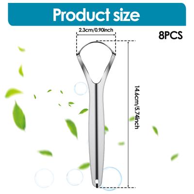 4/8Pcs Tongue Scraper Stainless Steel Oral Mouth Brush Tongue Scraper Reusable Fresh Breath Maker Wide Head Tongue Cleaner Tools