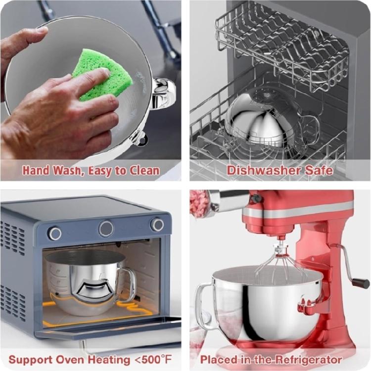 Mixers Bowl Lid Mixers Cover Kitchen Mixer Bowl Replacement Mixers Bowl Cover Stainless Steel Mixing Bowl for 6QT Mixers