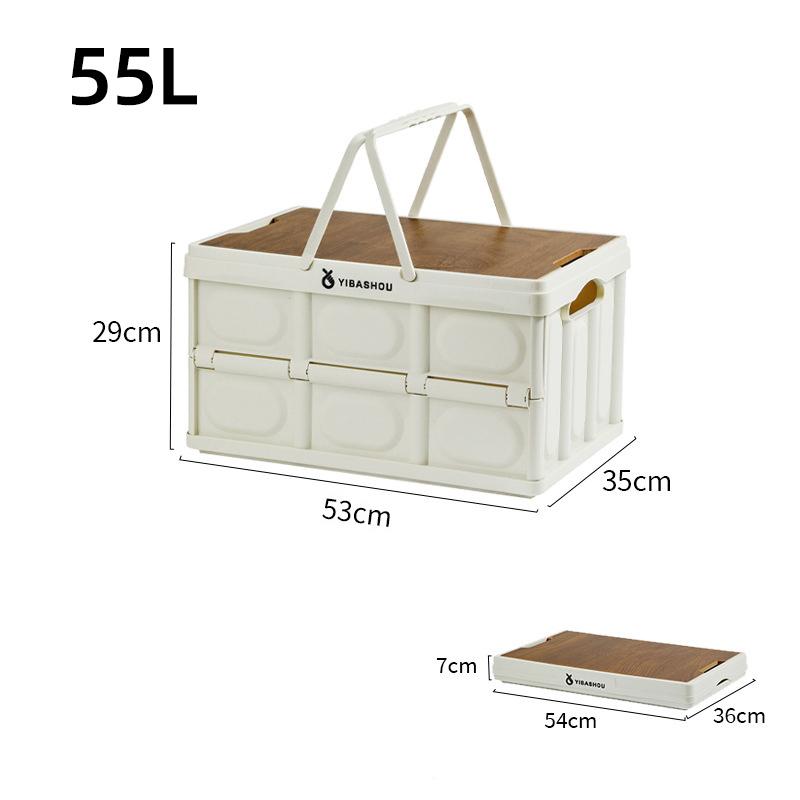 

Складной ящик для хранения, органайзер для багажника автомобиля, складной пластиковый контейнер для хранения для автомобиля, ящик для хранения на открытом воздухе для кемпинга 55L белый