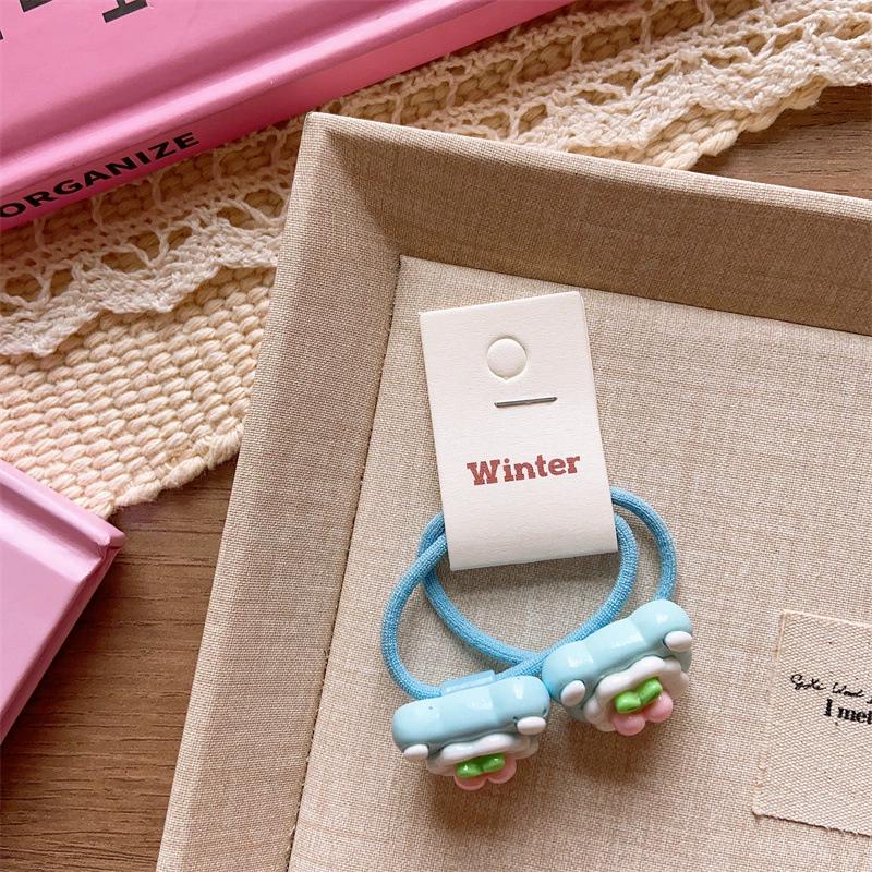 2pcs/set Cute Fruit Hair Clip for Kids Strawberry Hairclip Girls Elastic Hair Tie Baby Small Hair Rubber Bands Kawaii Hairpin
