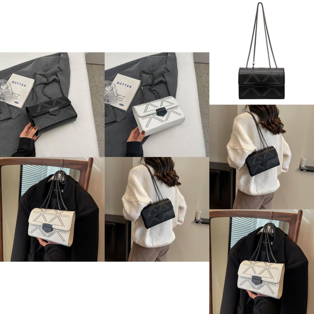 Elegant Fashionable Small Square Crossbody Bag For Women In Black And White With Trendy Street Style
