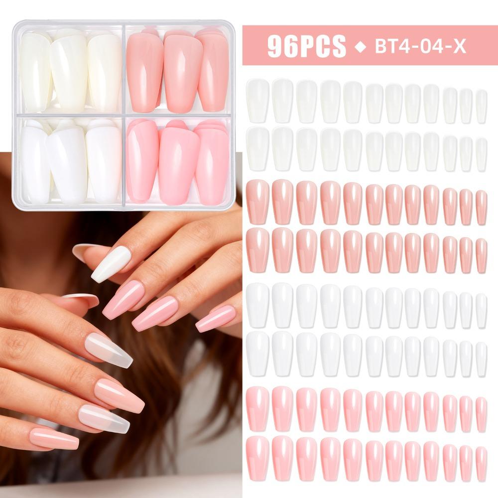 96pcs Coffin Ballet Full Cover Nail Tips Mix Color Fake Nials New Press on Nails Woman DIY Nail Art