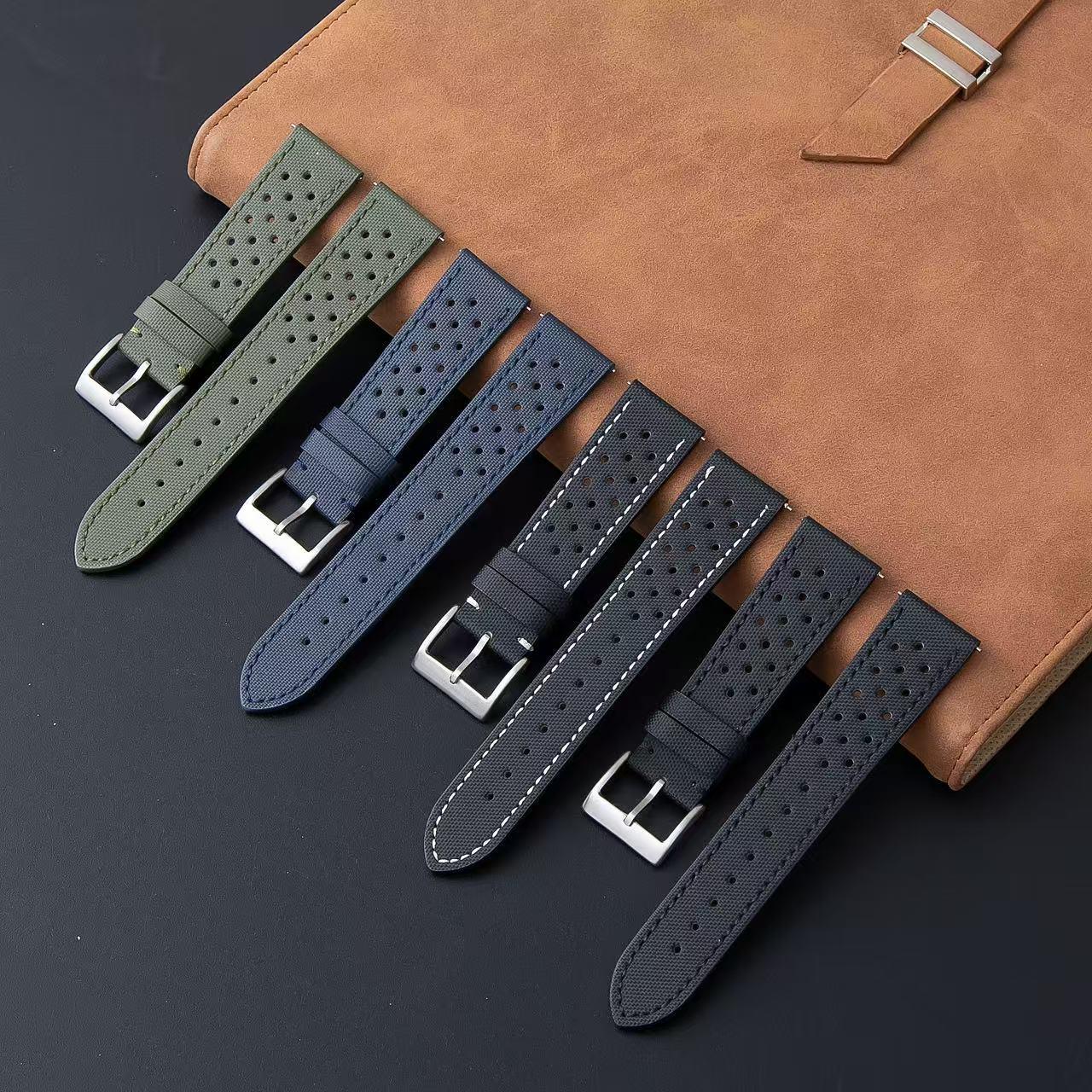 

Nylon Carbon Fiber Multi-hole Breathable Watch Band - Unisex Business Style Strap 18mm