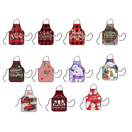 Christmas Apron Festive Holiday Print Apron with Pocket for Cooking Serving Adjustable Neck Strap Kitchen Apron for Cooking Gardening Server Waitress