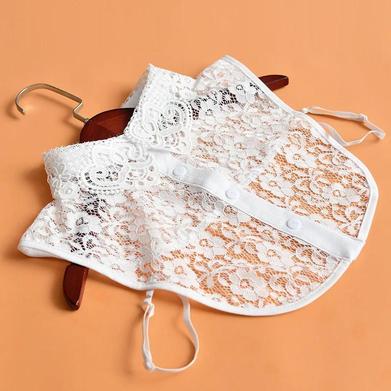 

Винтажные белые кружевные съемные воротники для женщин, цветочные ажурные ложные воротники, рубашка, поддельные воротники, съемные искусственные воротники