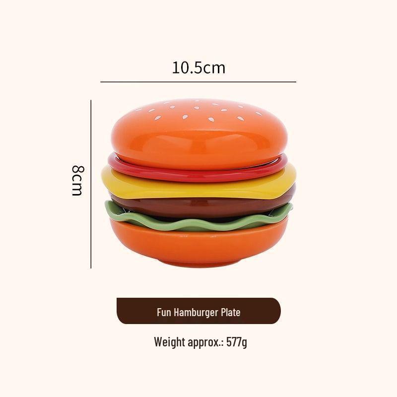 Cute Creative Hamburger Ceramic Tableware: Charming Dessert Plate & Soup Bowl Set No Specific Size