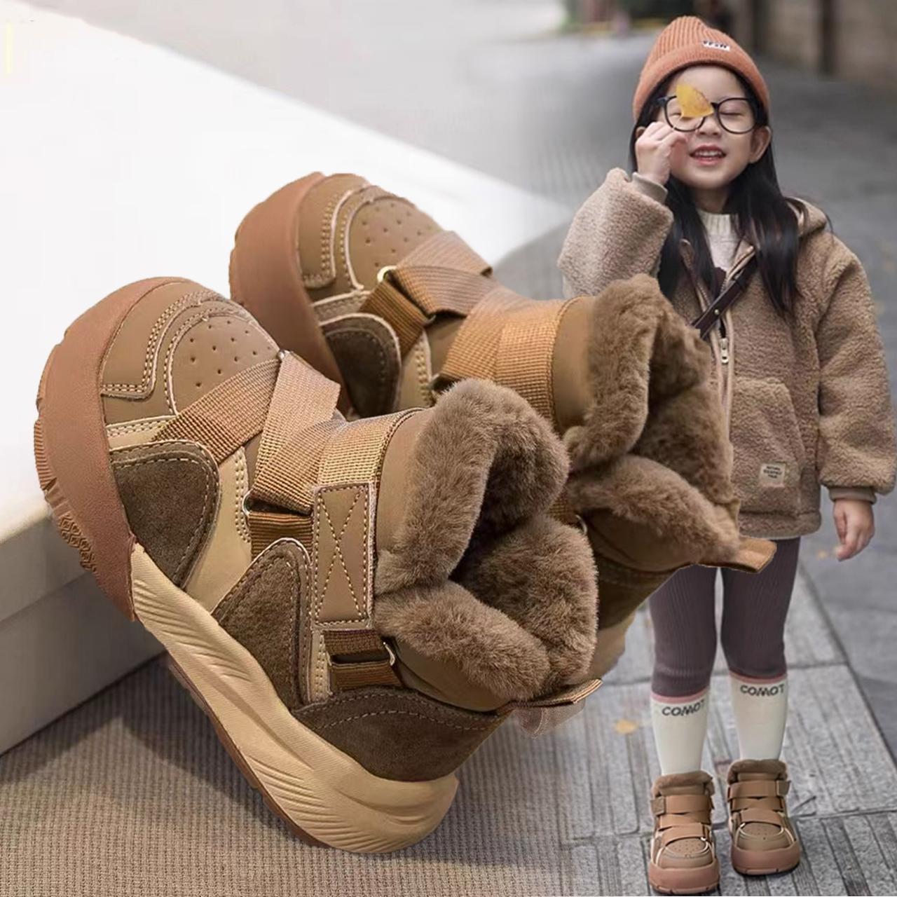 

Children shoes winter Girls casual plush thick warm boots anti slip snow boots Comfortable Casual Thick Warm Cotton 27 хакі