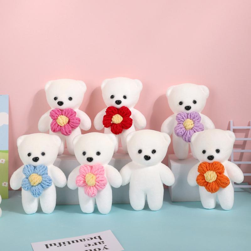 7/10Pcs Valentines Day Gift Bouquet Bear Ice Cream Flower Bear For Wedding Bouquet Cute Bear Beautiful Flower Gift Home Decor