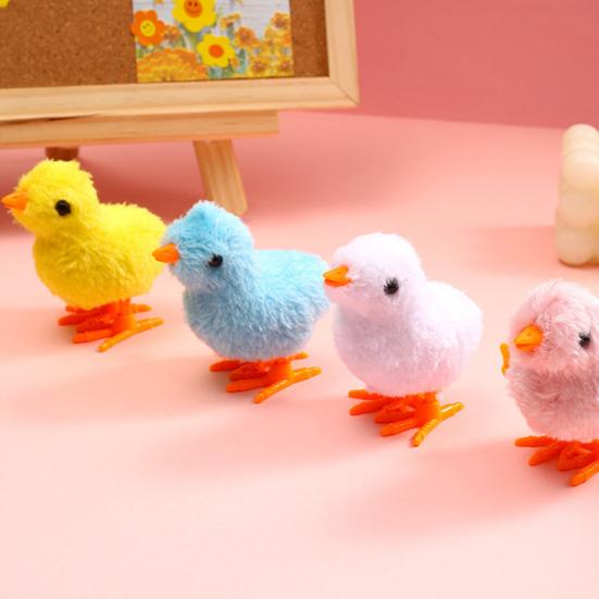 6Pcs Clockwork Toys Plush Chick Wind-up Toys Realistic Appearance Simulated Chick Figures Fluffy Chick Toys