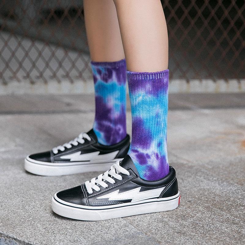 2020 Cotton Skate Socks Men Women Sock Knee-high Funny Cycling Running Hiking Tie Dye Sox Harajuku H