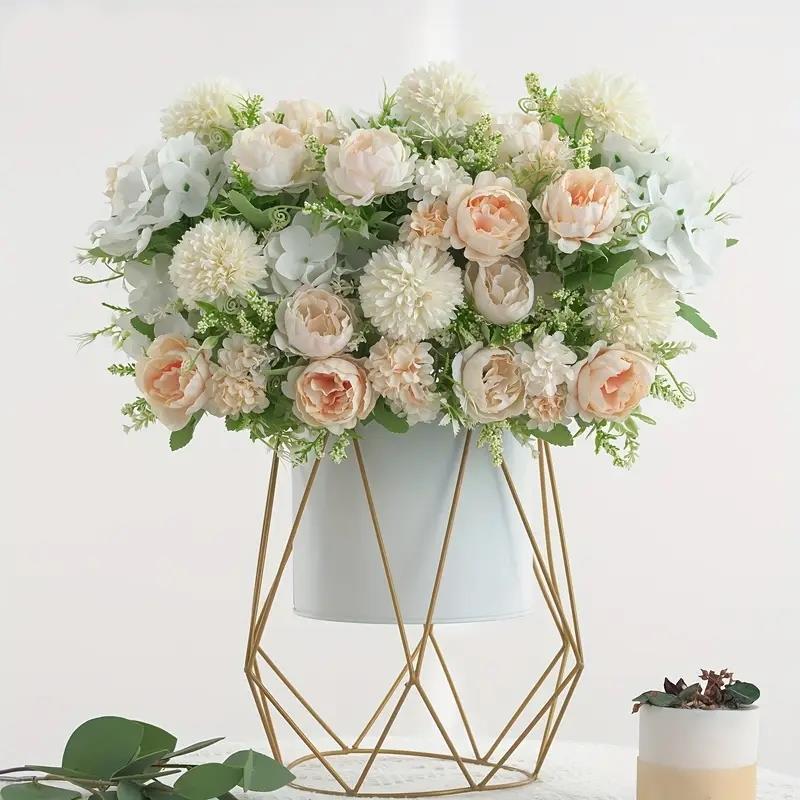 Chrysanthemum Roses Artificial Flower Bouquet for Vase Composition 32 cm - Cream