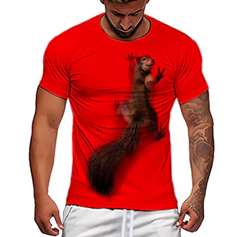 Cute Squirrel Animal 3D Printed Pattern Street Style Men's Casual T-shirt