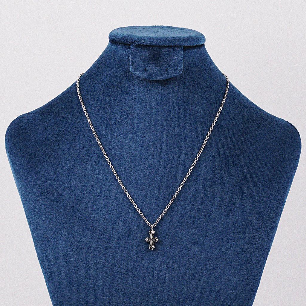 Jbans Classic Antique Mini Cross Surgical Steel Chain Necklace (J2302-An108_Sv)