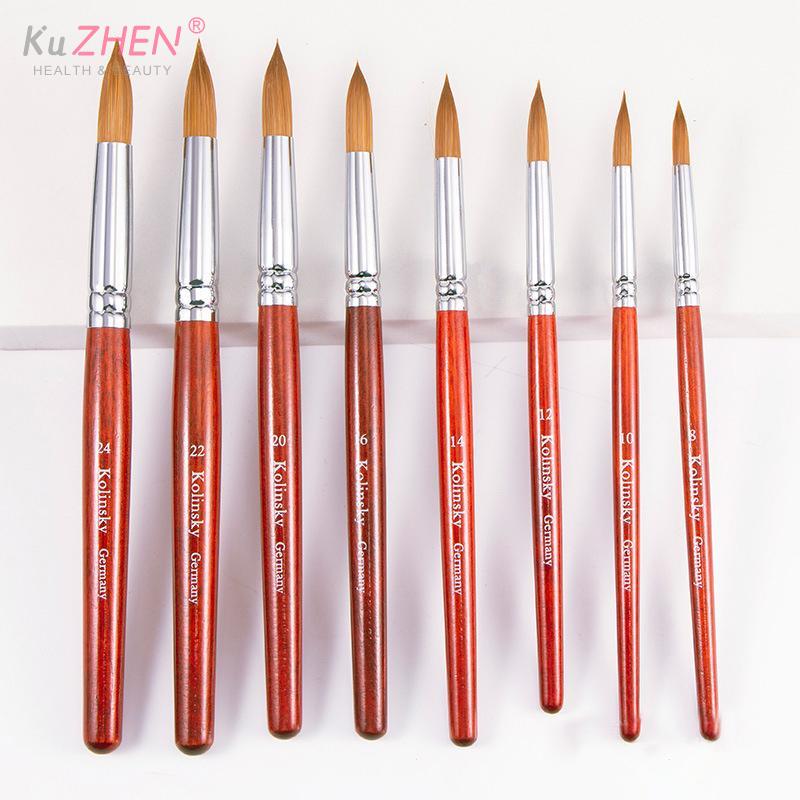 Acrylic Nail Brush Red Wood Handle Gel Builder Manicure Brush Nail Art Tools Nail Salon Size 8-24