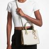 MICHAEL KORS Mercer Signature Logo Metal Organ Coated Canvas Shoulder Crossbody Bag Medium Women's Vanilla