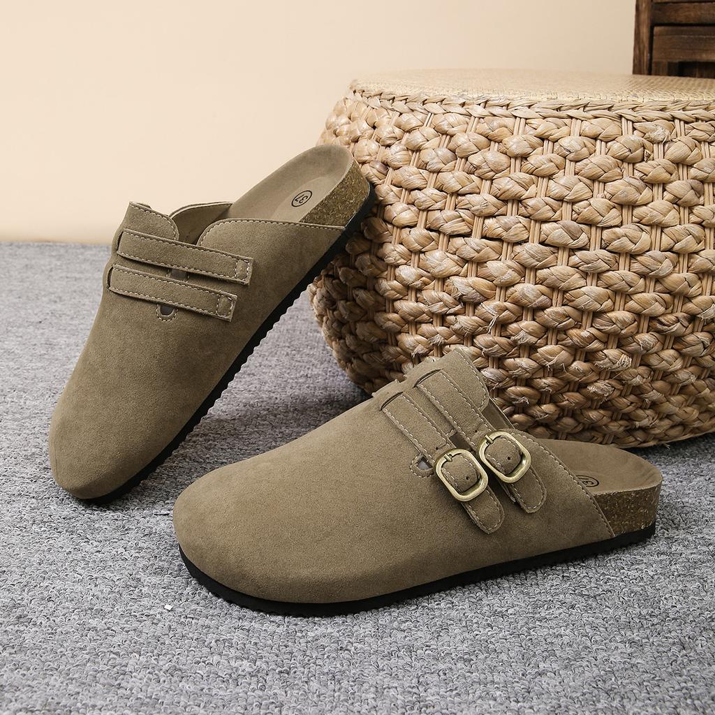 Faux Leather Cork Footbed Clogs for Women Memory Foam Arch Support Platform Slippers Women's Slip-ons Mules Potato Shoes Vegan Suede Clogs Sandals