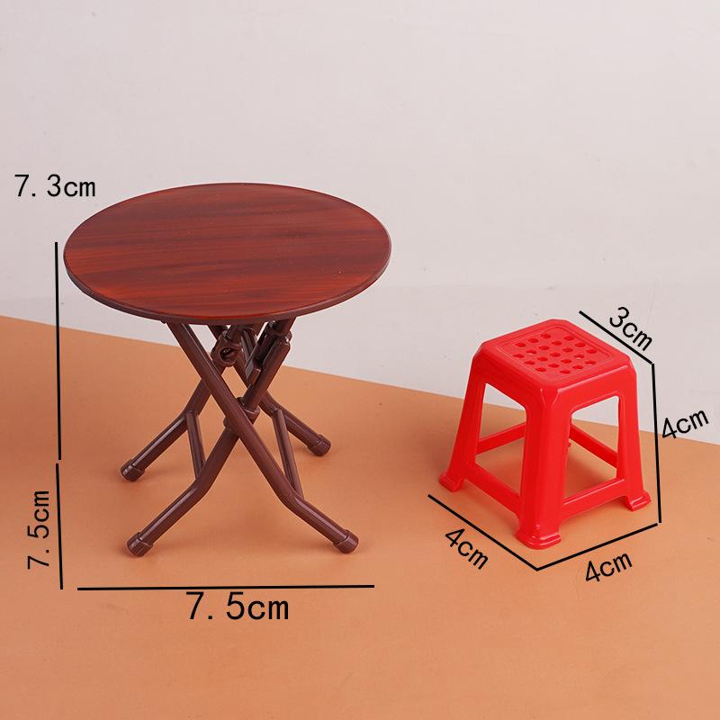 Nostalgic Mini Folding Table Ornament Bo11 Doll House Miniature Simulation Food Play Model Accessories Play House Toy