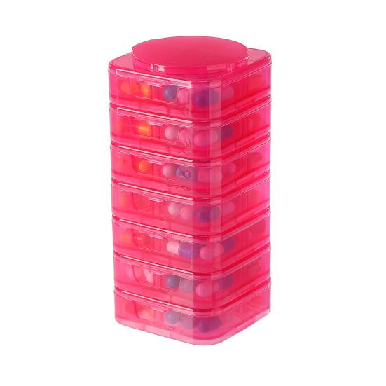 7PCS Pill Box Organizer Small Compact Modular Design Detachable High-visibility Color Container for Medication And Supplements
