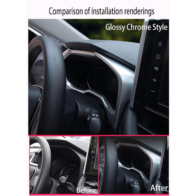 Car Accessories Fit for Toyota RAV4 (XA50) 2019 2020 2021 2022 2023 2024 2025 Inner Dashboard Console Display Decorative Cover Trim (Glossy Chrome