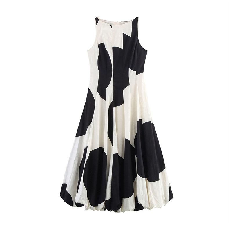 

Женское платье без рукавов в горошек, версия с баллоном, приталенное по талии, летняя мода, женское цельнокрое короткое платье, для города, хай-стрит L