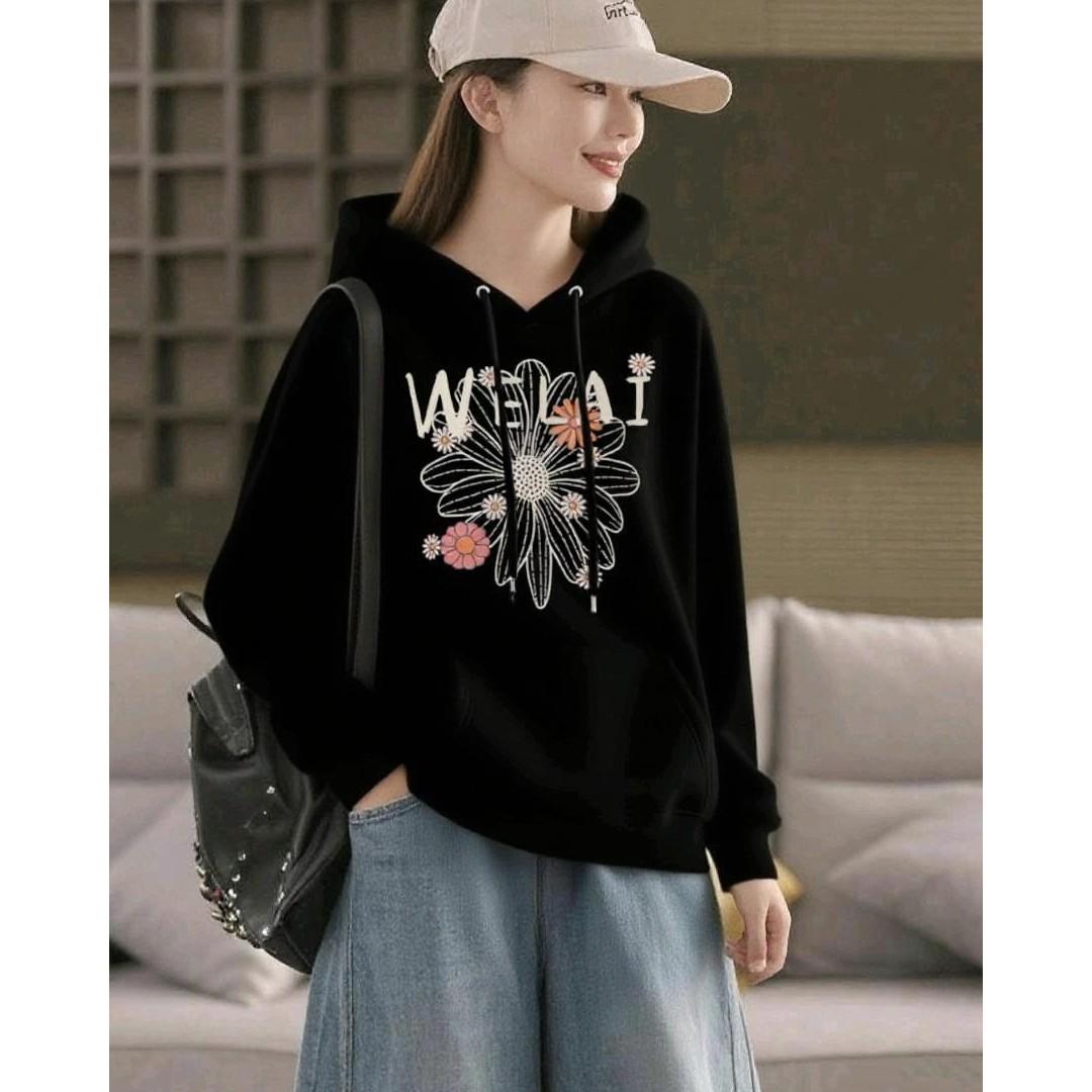 

Повседневный свитшот с капюшоном в корейском стиле с принтом - Осень/Зима M