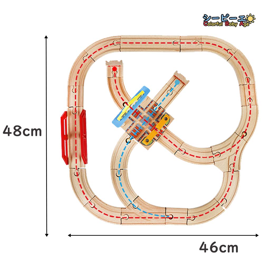 Thomas & Co. Compatible Wooden Train Tracks, Electric Locomotive, Station Set, Wooden Toy Train Set with Train Cars, Assembly Required, Scenery,