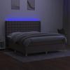 Sommier à lattes avec matelas et LED - Taupe - 160x200 cm - Tête de lit incluse - 2 places