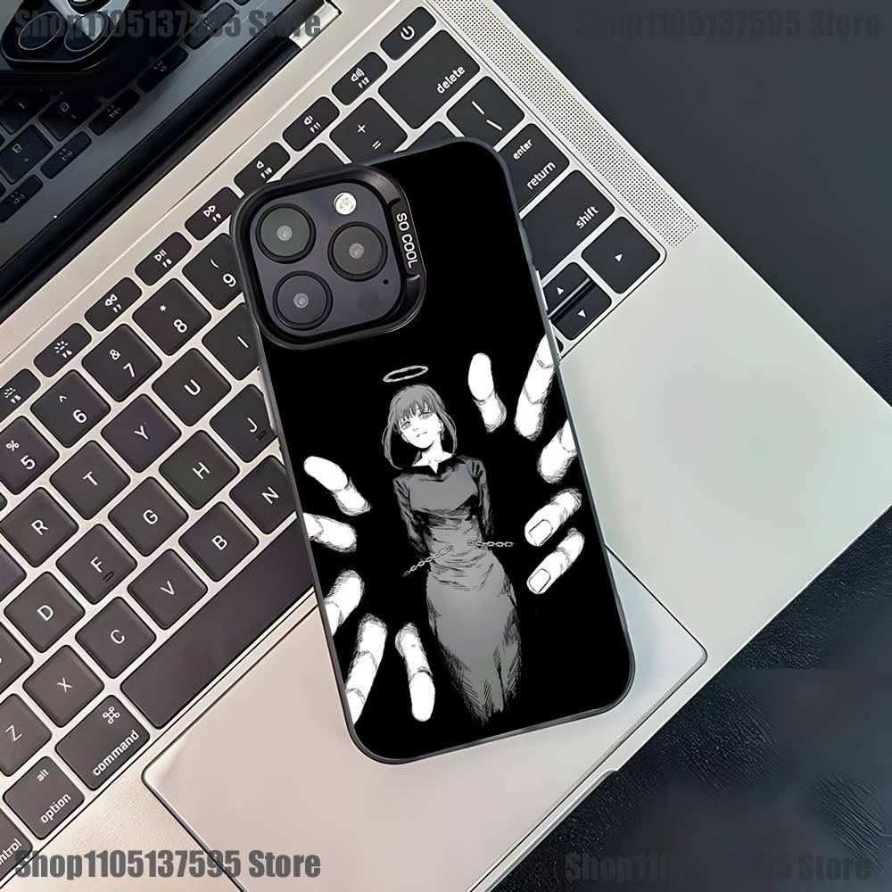 Anime M-Makima Phone Case For iPhone 17,16,15,14,13,12,11,Pro,XS,Max,Plus,Mini,SE4,E Black Matte Shockproof Cover