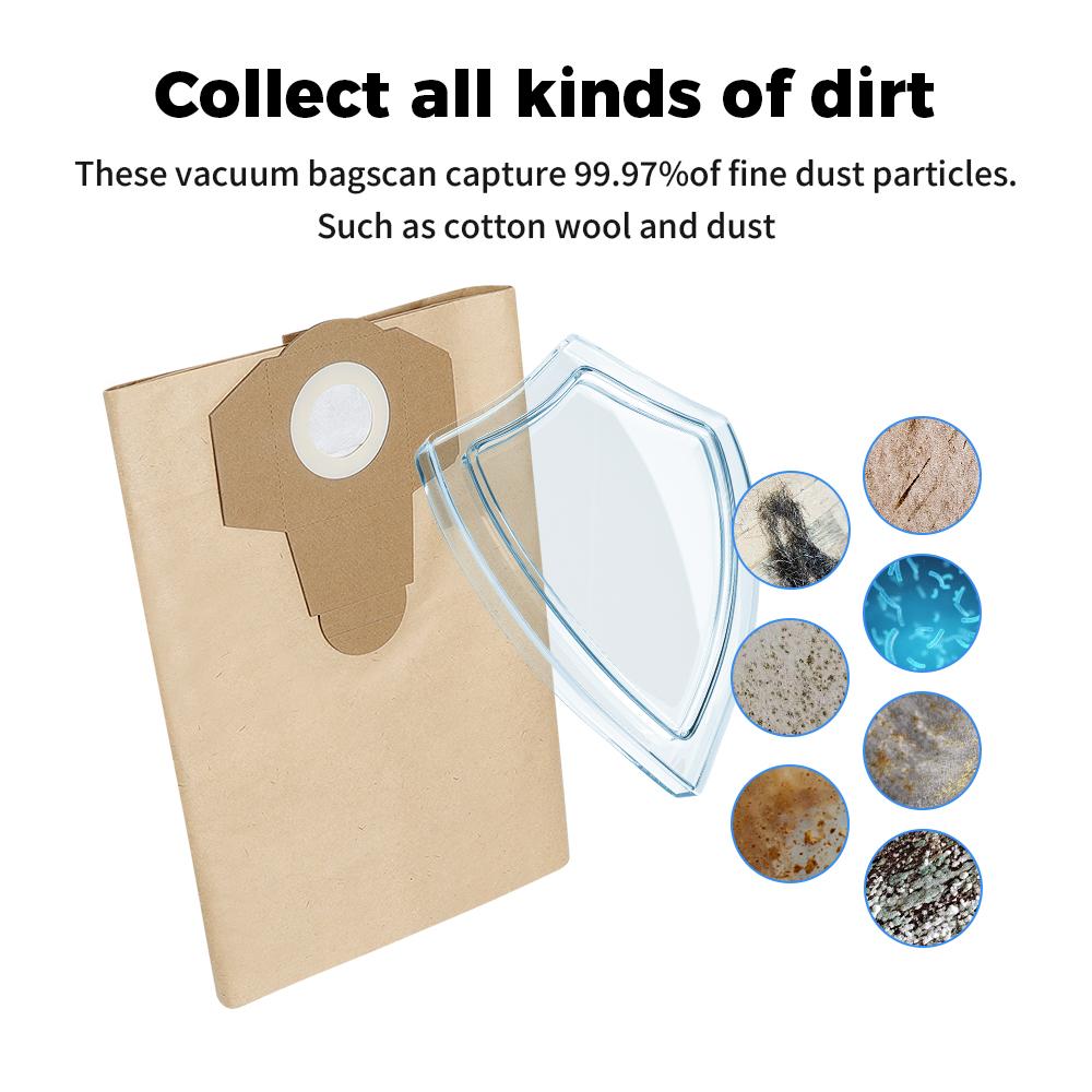 5/10 Pcs 20L 30L Wet And Dry Vacuum Paper Dust Bags For Einhell BT-VC1250S/BT-VC1250/TC-VC 18/20 Li S-Solo Paper Dust Collection Bags