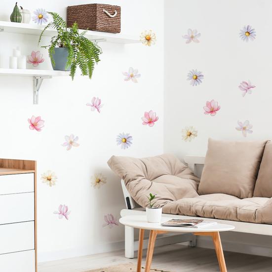 6Pcs Wall Decals, Flower Print Wall Stickers, Self-Adhesive Removable Waterproof Scratch Resistant Wall Decals for Kids Rooms And Kindergartens