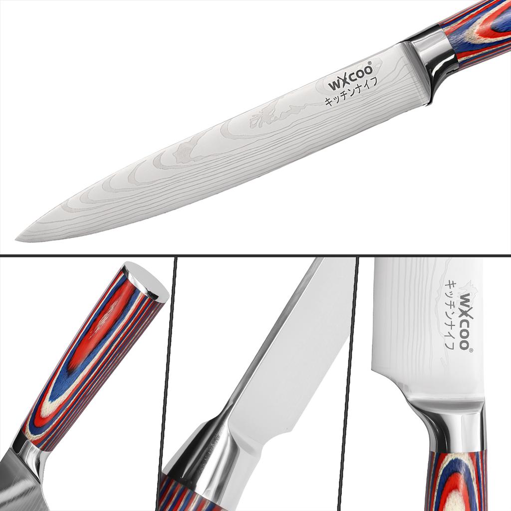 Kitchen Knives Laser Damascus Pattern Professional Chef Knife Japanese Santoku Knife Meat Vegetable Fruit Cooking Utility Knife