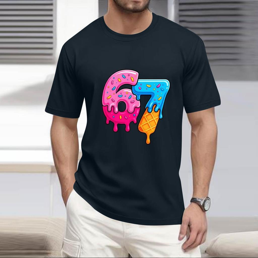 Men's  Popular T-shirt Printed Round Neck Short Sleeve T-shirt