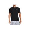 Under Armour Solid Color Letter Logo Print Crew Neck Short Sleeve T-Shirt Men Tops Black 1361683-001
