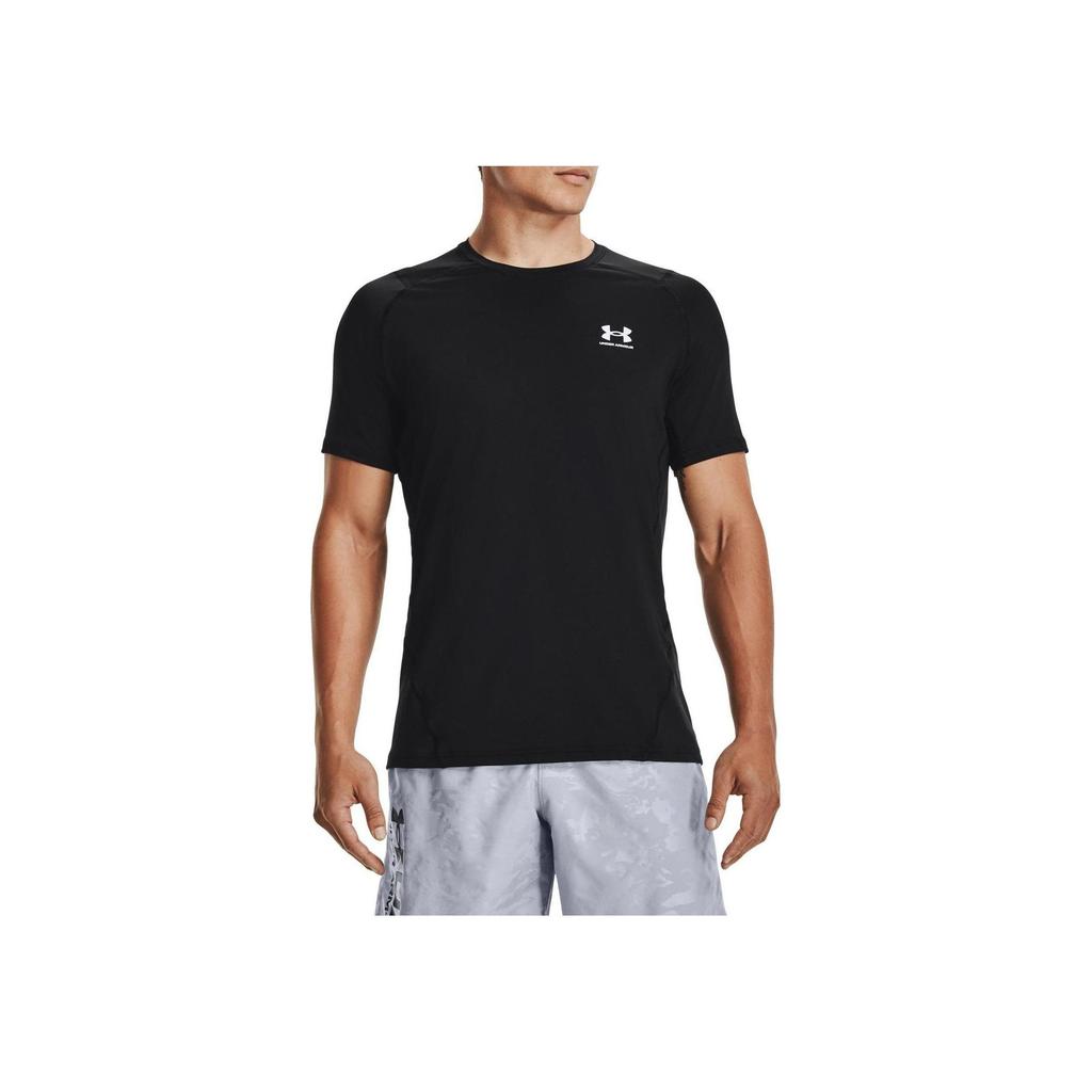 Under Armour Solid Color Letter Logo Print Crew Neck Short Sleeve T-Shirt Men Tops Black 1361683-001